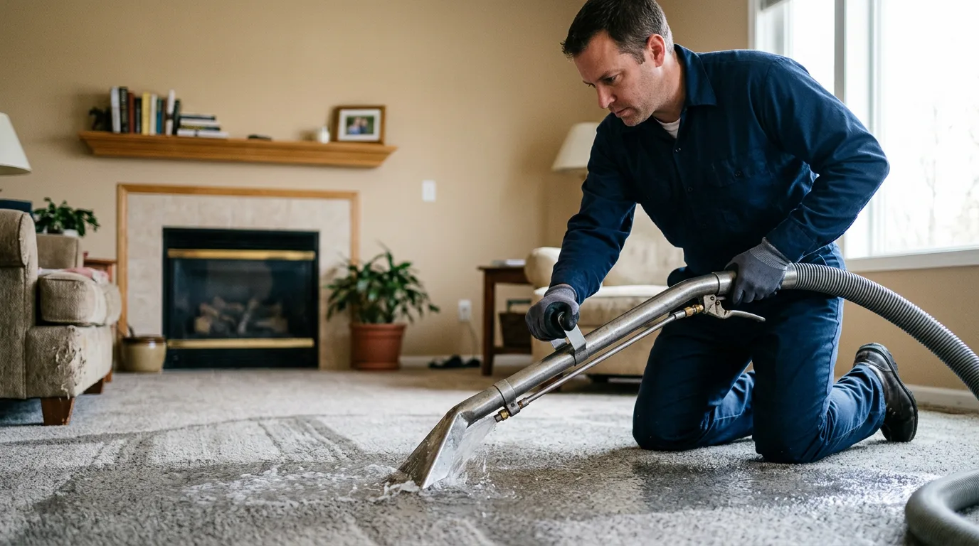 Water damage restoration technician working near Needham, MA